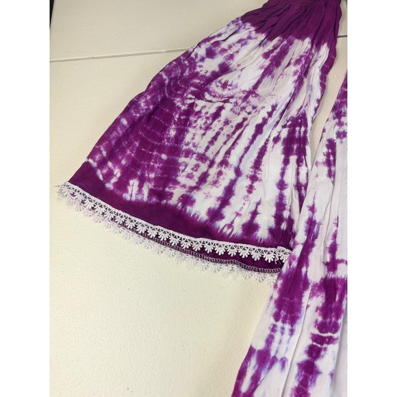 Just From Bali Purple Tie Dye Off Shoulder Bell Sleeve midi‎ Dress one size S ,M - Picture 4 of 15